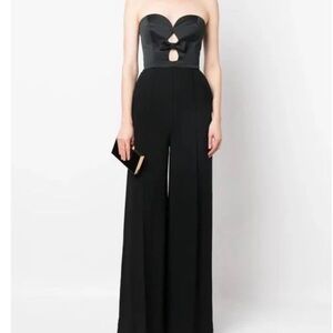 Elie Saab Women's Black Bow-Detail Cut-Out Taffeta Jumpsuit
